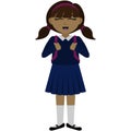 Happy School Girl in Uniform Illustration