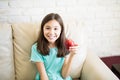 Healthy girl holding an apple Royalty Free Stock Photo