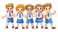 Happy school kids cartoon