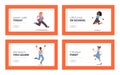 Happy School Kids Jumping Landing Page Template Set. Schoolboys and Schoolgirls Characters Laughing, Waving Hands