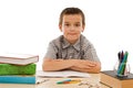 Happy schoolboy staying calm Royalty Free Stock Photo