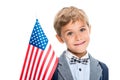 Happy schoolboy with usa flag Royalty Free Stock Photo