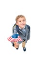Happy schoolboy with usa flag Royalty Free Stock Photo