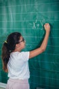 Schoolchild writing on blackboard Royalty Free Stock Photo