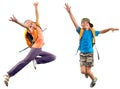 Happy schoolgirl with backpack jumping Royalty Free Stock Photo