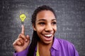 Schoolgirl genius in mathematics have a solution Royalty Free Stock Photo