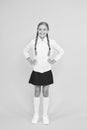 Happy schoolgirl. Schoolgirl happy smiling pupil long hair. Beginning of academic year. Educational activity