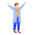 Happy science student in lab coat flat vector illustration Royalty Free Stock Photo