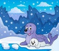 Happy seal with pup theme 3