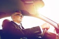 Happy senior businessman driving car Royalty Free Stock Photo