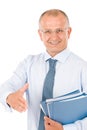 Happy senior businessman handshake close deal Royalty Free Stock Photo