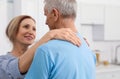 Happy senior couple dancing together at home Royalty Free Stock Photo