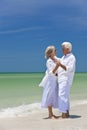 Happy Senior Couple Dancing on A Tropical Beach Royalty Free Stock Photo