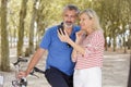 Happy senior couple doing selfie with bicycles Royalty Free Stock Photo