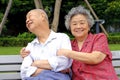 A happy senior couple embraced Royalty Free Stock Photo