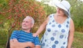 Happy senior couple enjoying each other in the park. Support and care from a loved one. love concept Royalty Free Stock Photo