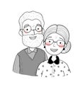 Happy senior couple. Grandmother and grandfather. Vector