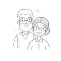 Happy senior couple. Grandmother and grandfather. Vector