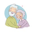 Happy senior couple. Grandmother and grandfather. Vector