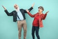 Happy senior couple having fun together outdoor - Retired man and woman celebrating crazy moments Royalty Free Stock Photo