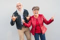 Happy senior couple having fun together outdoor - Retired man and woman celebrating crazy moments Royalty Free Stock Photo