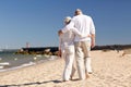 Happy senior couple hugging on summer beach Royalty Free Stock Photo