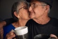 Happy senior couple kissing and laughing Royalty Free Stock Photo