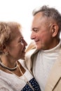 Happy senior couple in love. Close-up portrait of a happy senior couple looking at each other. Royalty Free Stock Photo
