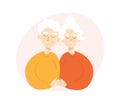 Happy senior couple in love. Elderly man and woman hugging each other. Flat cartoon vector characters isolated on white background Royalty Free Stock Photo