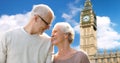 Happy senior couple over big ben tower in london Royalty Free Stock Photo