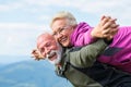 Happy senior couple smiling outdoors in nature. Grandparents, autumn. Royalty Free Stock Photo