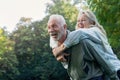 Happy senior couple smiling outdoors in nature Royalty Free Stock Photo