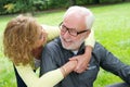 Happy senior couple smiling together outdoors Royalty Free Stock Photo