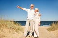 Happy senior couple on summer beach Royalty Free Stock Photo