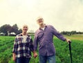 Happy senior couple at summer farm Royalty Free Stock Photo