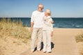 Happy senior couple talking outdoors Royalty Free Stock Photo