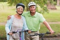 Happy senior couple on their bike Royalty Free Stock Photo