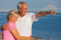 Happy Senior Couple on a Tropical Beach Royalty Free Stock Photo