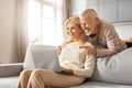 Happy Senior Couple Using Laptop Together Browsing Internet Royalty Free Stock Photo
