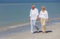 Happy Senior Couple Walking Holding Hands Tropical Beach Royalty Free Stock Photo