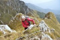 Happy senior female hiker enjoying outdoor activity Royalty Free Stock Photo