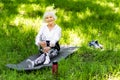 Happy senior lady having rest time after exercise outdoors Royalty Free Stock Photo