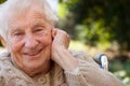 Happy senior lady in wheelchair