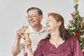 Happy senior latin couple toasting during Christmas or New Year