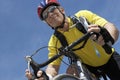 Happy Senior Male Cyclist Riding Bicycle Royalty Free Stock Photo