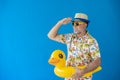 Happy senior man ready to summer vacation Royalty Free Stock Photo