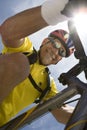 Happy Senior Man Riding Bicycle Royalty Free Stock Photo
