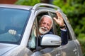 Senior man driving car Royalty Free Stock Photo