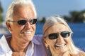 Happy Senior Man Woman Couple Tropical Sea Royalty Free Stock Photo