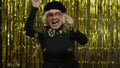 Happy senior old woman shouting, celebrating success, winning lottery, goal achievement concept Royalty Free Stock Photo